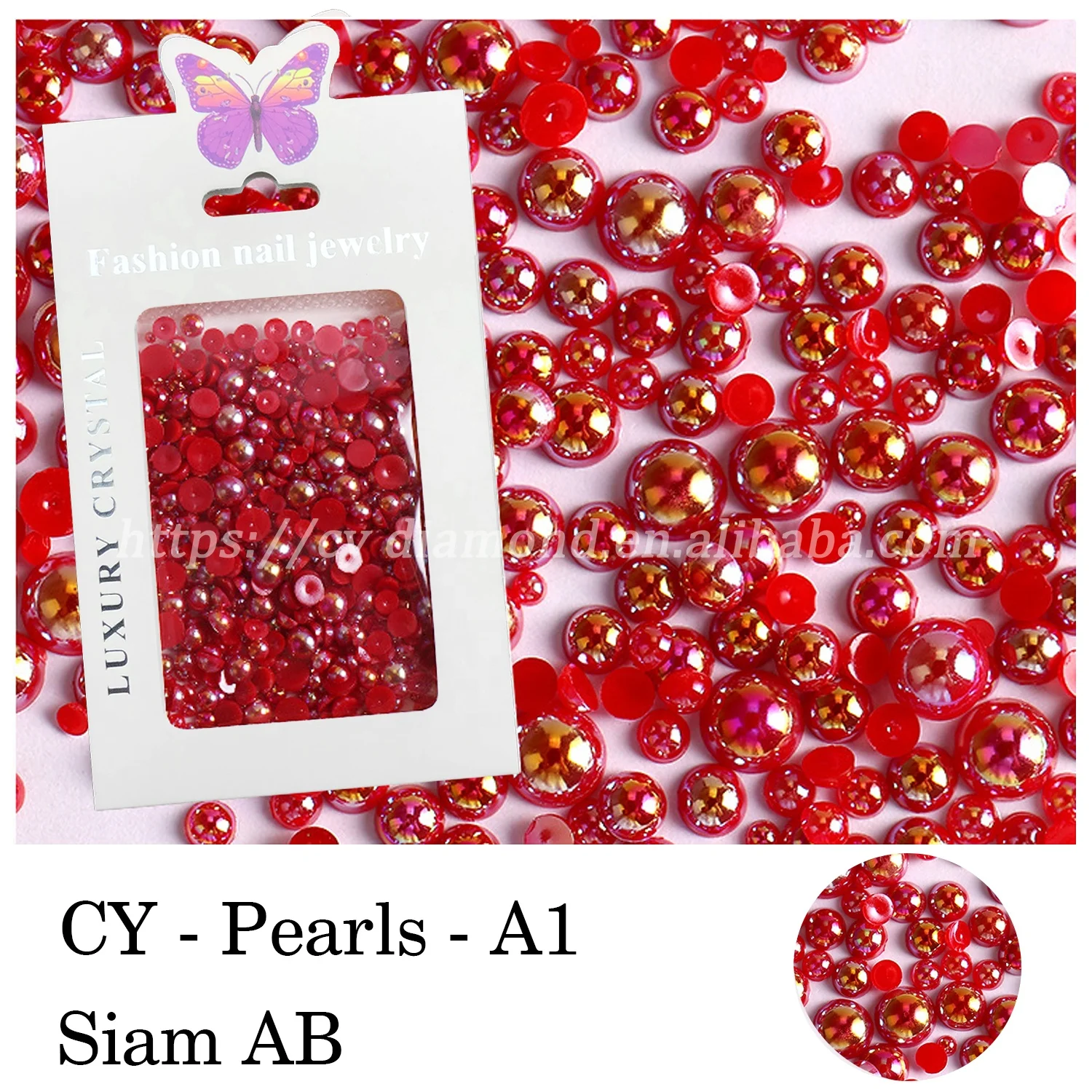 

C&Y Wholesale Color Size Mixed Pearl ABS Plastic Half Flatback Pearls Half Round For DIY