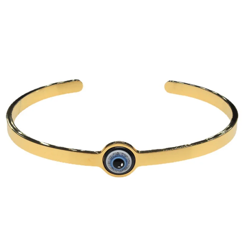 

Friendship Jewelry Gifts Stainless Steel Bangle Open Cuff Evil Turkish Eye Bracelet, Gold,silver