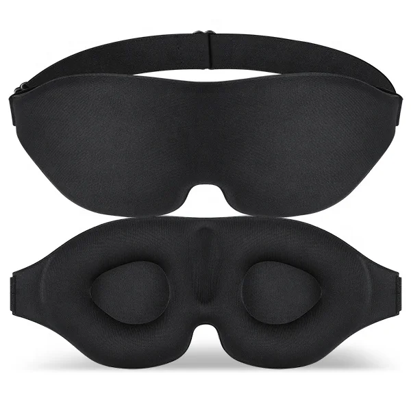 

Wholesale Adjustable Travel Private Label Custom Light Block Blindfold Black 3D Contoured Memory Foam Sleeping Eye Mask