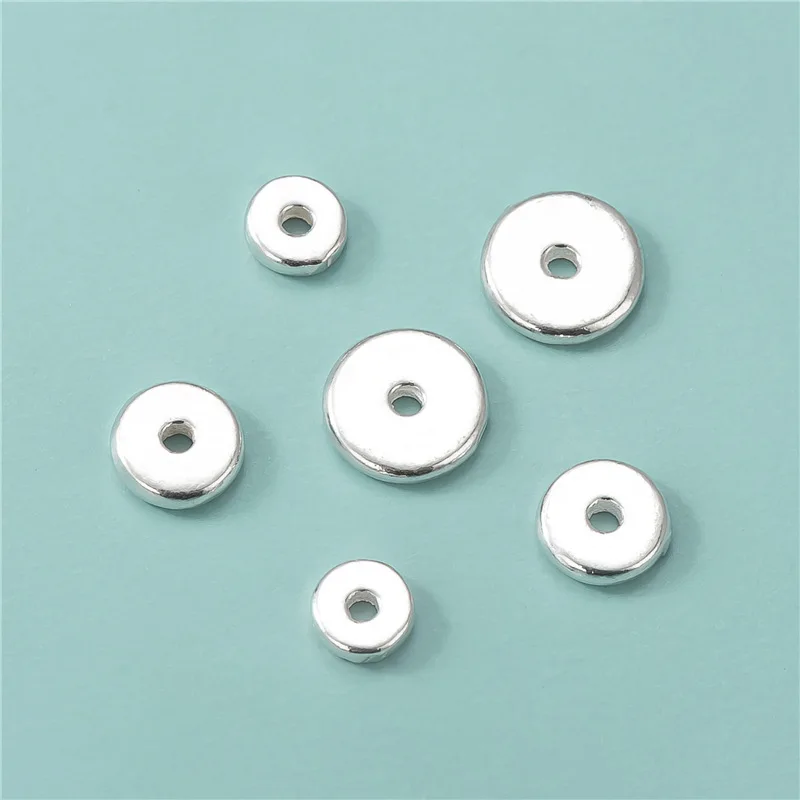 

6mm 8mm 10mm Solid 925 Sterling Silver Flat Round Spacer Beads Wheel Bead For Jewelry Findings