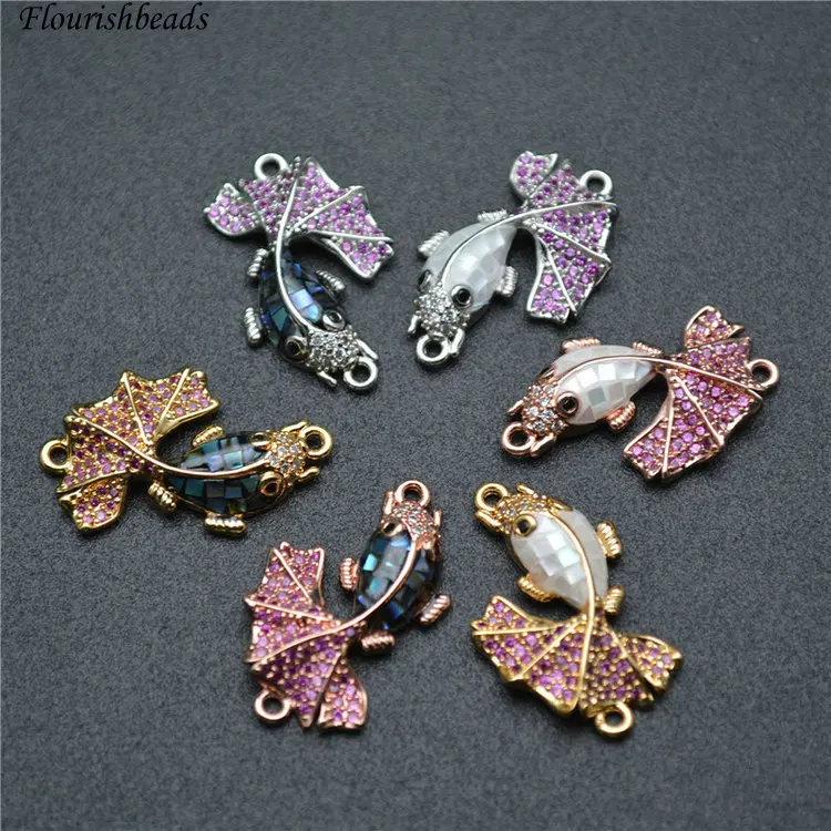 

Abalone Shell Gold Plated Animal Little Fish Pendant Charms for Necklace Jewelry Making, Pic