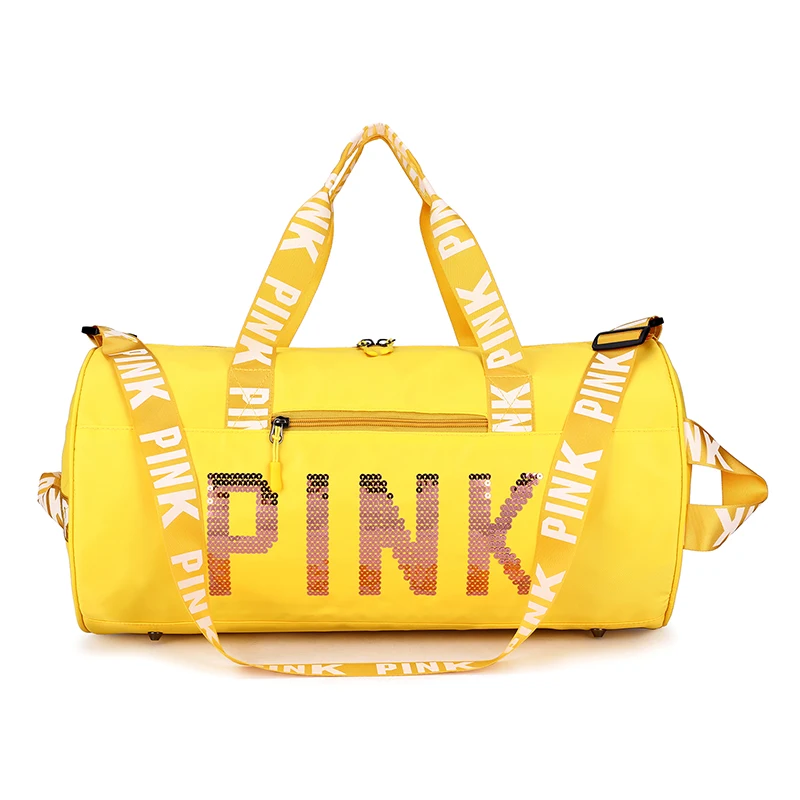 

2020 Trending Hot sale Custom logo Pink Duffle bag Wholesale Waterproof Polyester Gym Bag For Women Gym Bag, Orange, navy, sky blue, rose red, black, red, pink