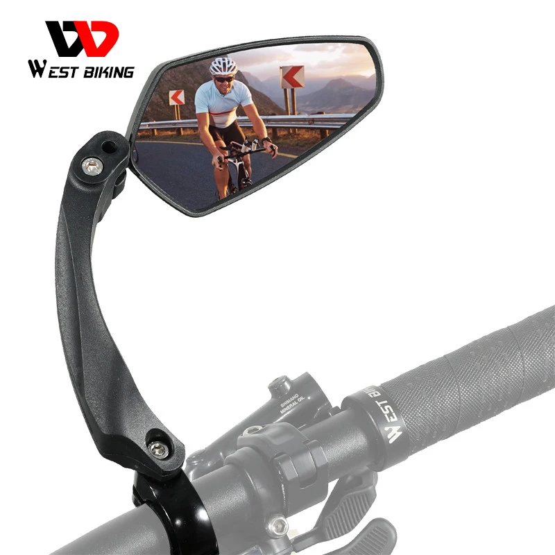 

WEST BIKING MTB Road Bicycle Bike Rear View Mirror HD Vision Handlebar Rearview 360 Adjustable Bicycle Side Rearview Mirror, Black