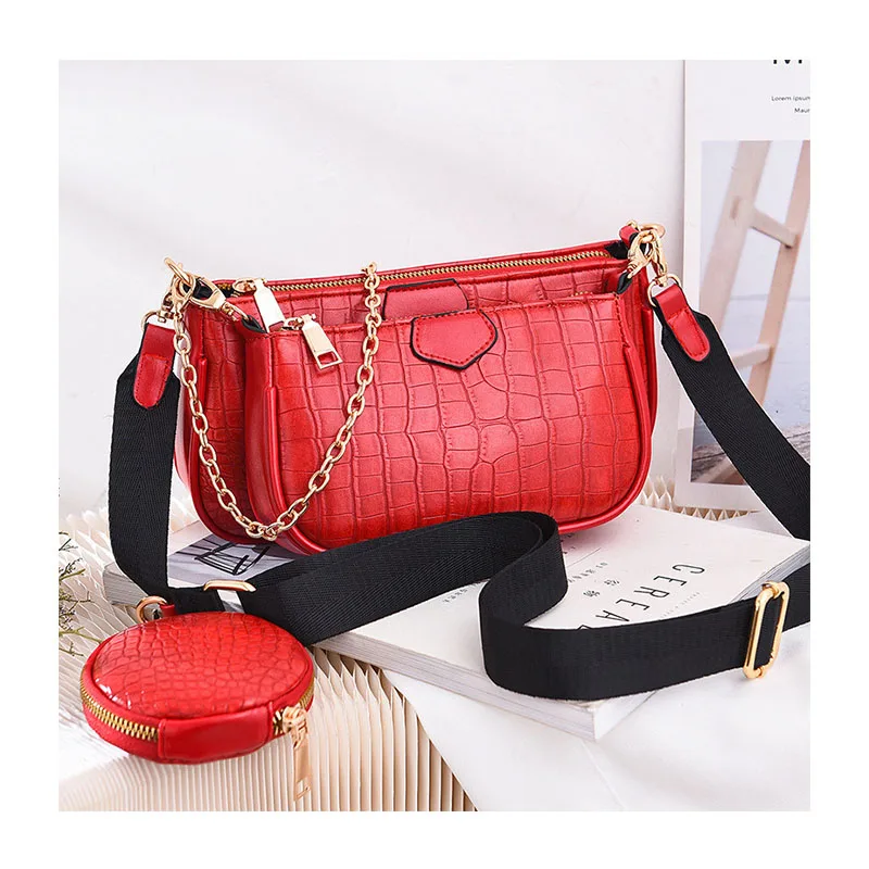 

Luxury Crocodile Chain Purses And Handbags Bags Women Lady's Messenger 3 In 1 Bags Women Handbags, Customizable