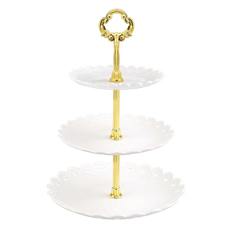 

online Best Selling Kitchen Utensils 3 Tier Cake Stand Plastic Dessert Stand Mini Cakes Fruit Candy Display Tower