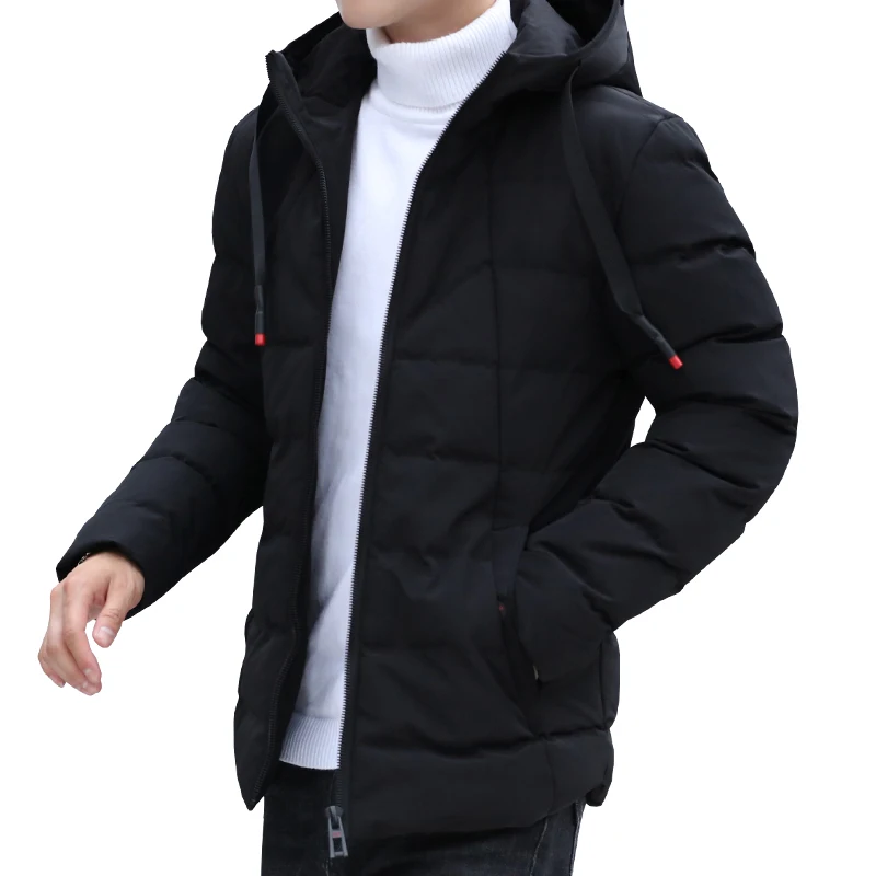 2019 Winter Men's Cotton Slim Fit Warm-Free Ironing Hooded Cardigan Casual Thick Cotton Jacket