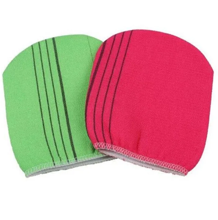 

Green Red Durable Viscose Fiber Exfoliating Body Shower Scrubber Towel Fashion Korean Bath Glove