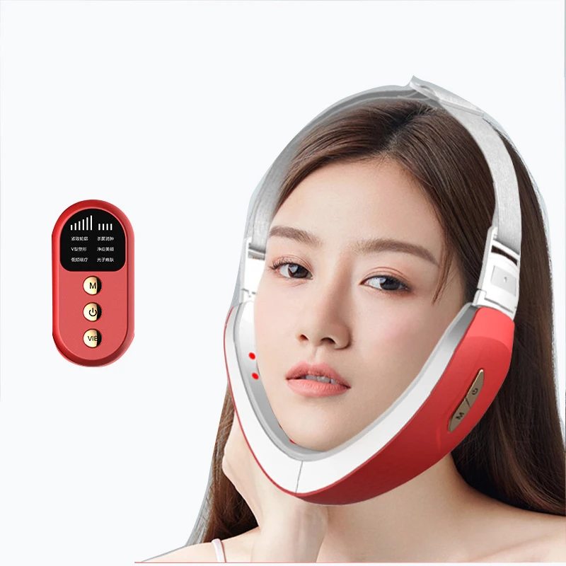 

New Design facial chin modification strap and v face lift massager belt for facial slimming, Red+white