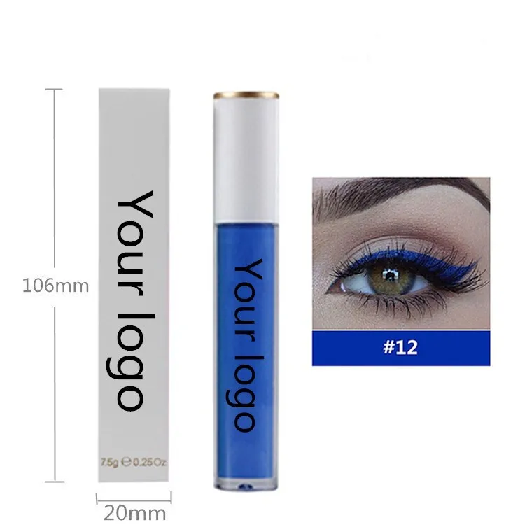 

high quality self adhesive magic eyeliner pen custom logo makeup white neon private label eyeline, 12 color options