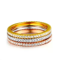 

Top Quality 3Pcs Muti-color 18K Gold & White Gold Plated CZ Diamond Wedding Ring Set Wholesale For Women R647