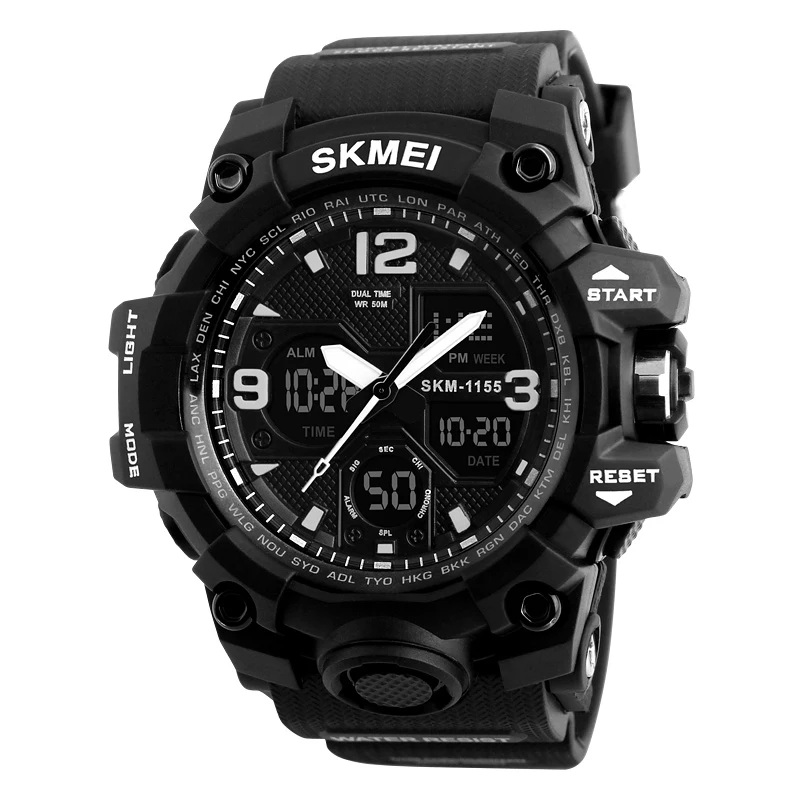 

SKMEI 1155B watch with calendar and dates water proof Dual time watch analog digital Sport Wrist watches