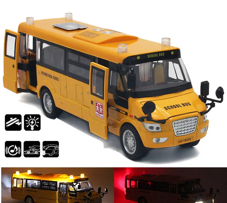 School Bus Yellow Playtime Bus Toy Interactive with Flashing Lights and Sounds Great Gift for Kids Hoovy School Bus Toys Bump and Go Action 