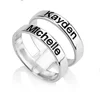Yiwu Aceon Stainless Steel Cut Out Wide Design Double Line Stamped Layered Name Ring
