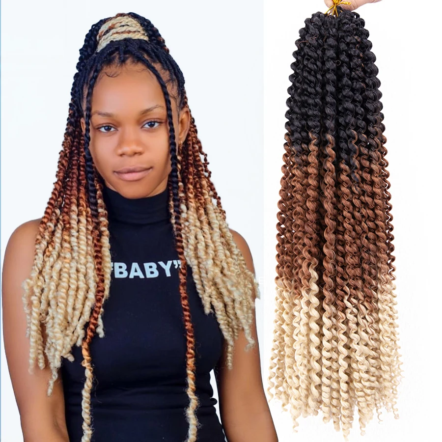 

Passion Twist Hair 22 Inch Water Wave Synthetic Braids for Passion Twist Crochet Braiding Hair Long Bohemian Curl Hair Extension