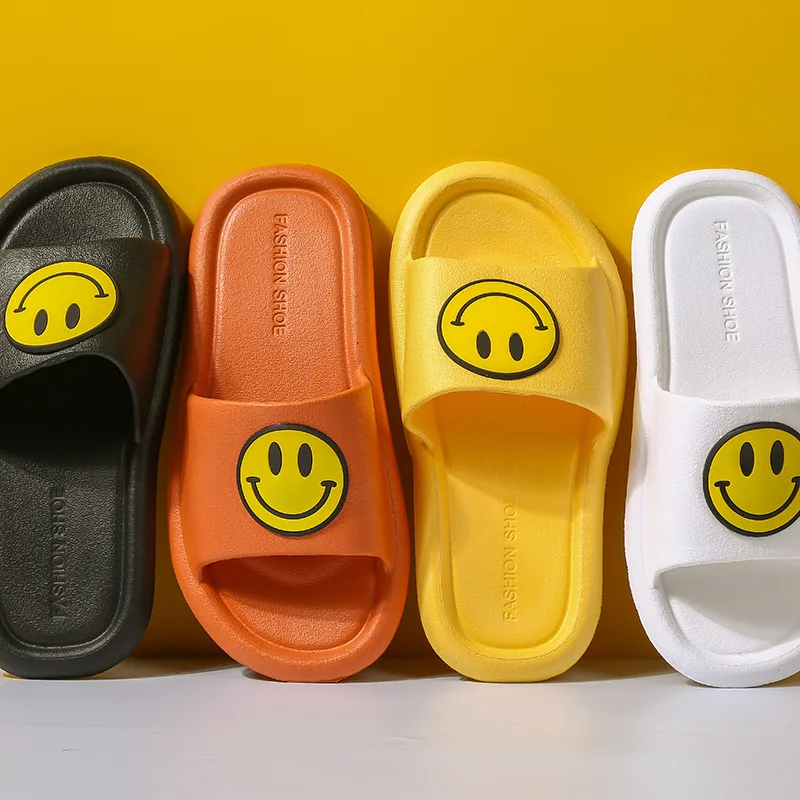 

2021 New Summer Sandals and Slippers Cartoon Smiley Home Non-Slip Couple Slippers, Black,blue,pink,white,orange,grey,yellow