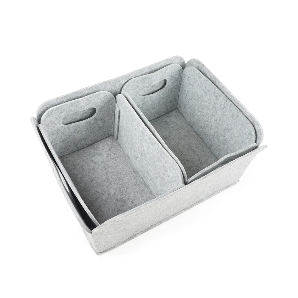 

Upin 3 pcs storage basket felt cosmetic storage bin collapsible & convenient box with handle, Gray