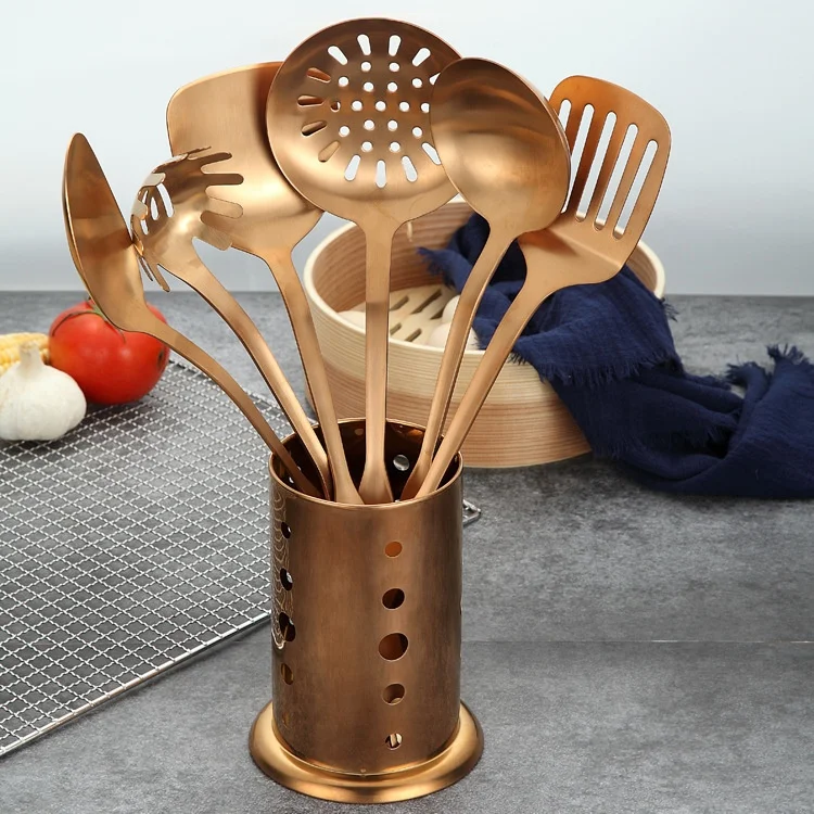 

Hot Cooking Set Sanding Titanium-Plated Stainless Steel Shovel Set Kitchenware Stainless Cutlery Kit, Customer's requirement