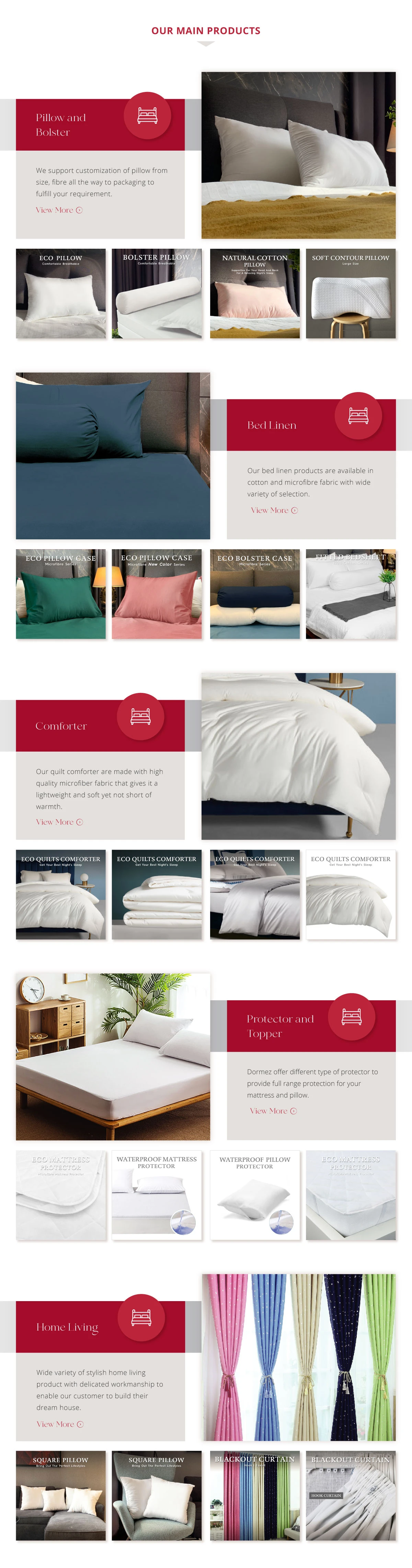 DORMEZ FABRICATION SDN. BHD. Pillow & Bolster, Bed Linen