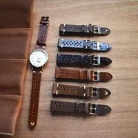 

ONTHELEVEL HandMade Vintage Leather Watch Strap Hand-Stitched Perforated Tanned Calfskin Leather Watch Strap Bracelet 20mm 22mm