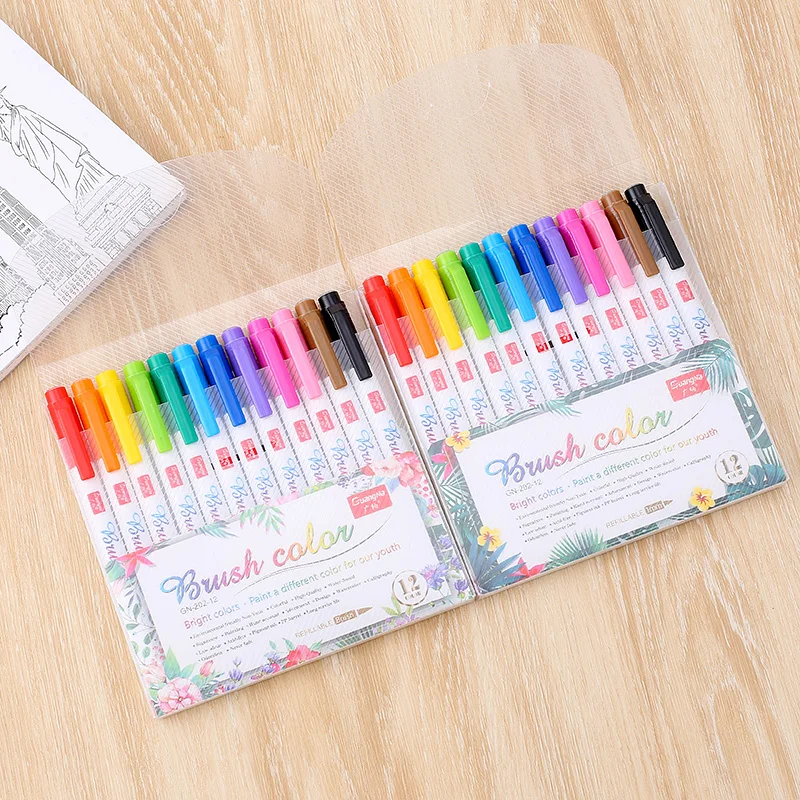 12 Colors Hand Lettering Calligraphy Brush Pens Set For Beginners Buy