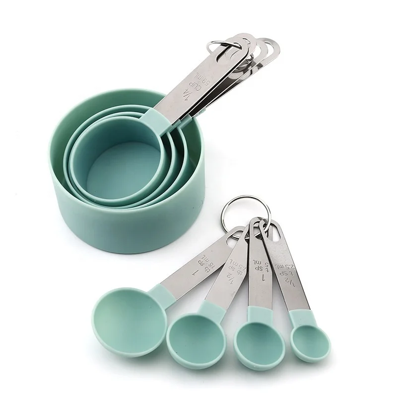 

10 Piece Colored Kitchen Measure Tools Stainless Steel Stackable Nesting Measuring Cups and Spoons Set