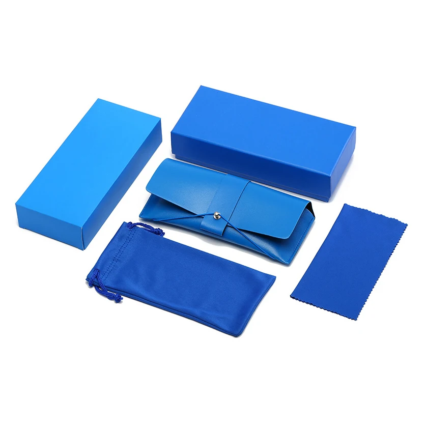 

2022 New Arrival Luxury Glasses Case PU Bags In Stock Custom Logo Sunglasses Packaging Boxes With Cleaning Cloth