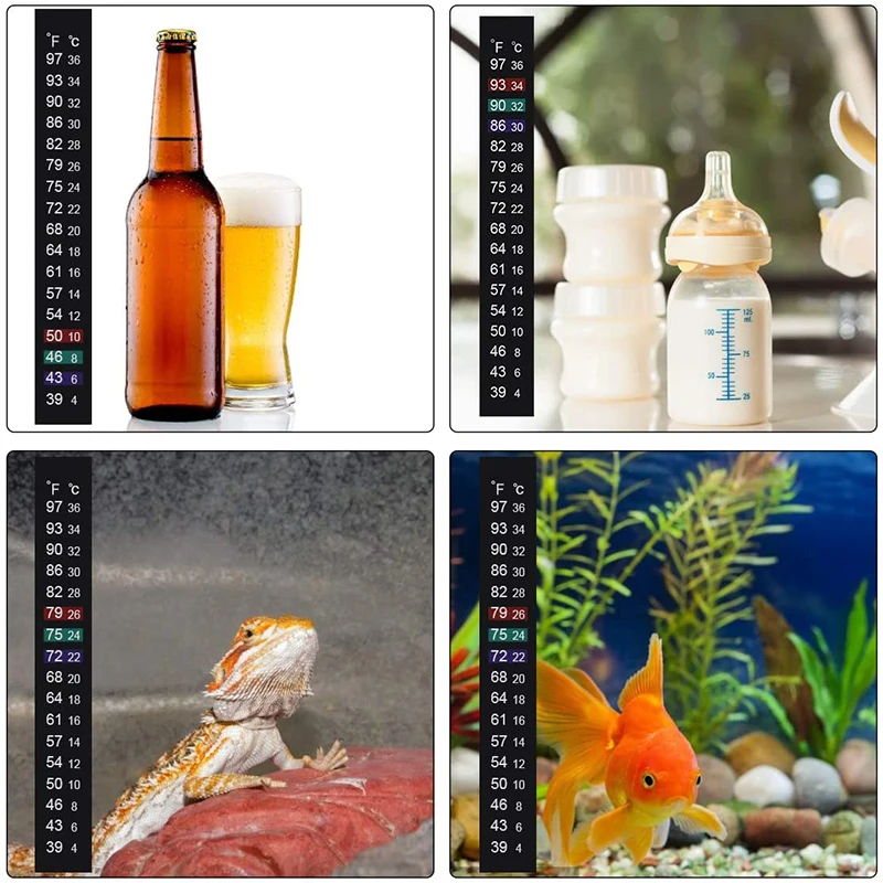 36 Pieces Digital Temperature Sticker Adhesive Thermometer Strip Fermenter Adhesive Crystal Strip Thermometer Sticky Thermometer Strip Aquarium Thermometer Sticker for Fish Tank Aquarium Wine 