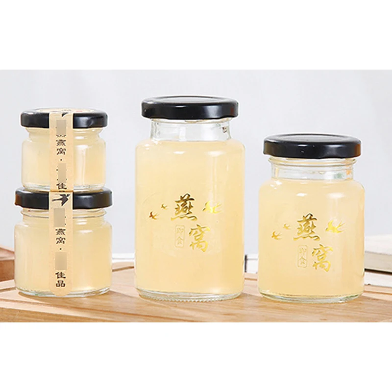 

High Quality Hexagonal Glass Jar Ready-to-eat Bird's Nest Glass Bottle With Screw Lid, Transparent