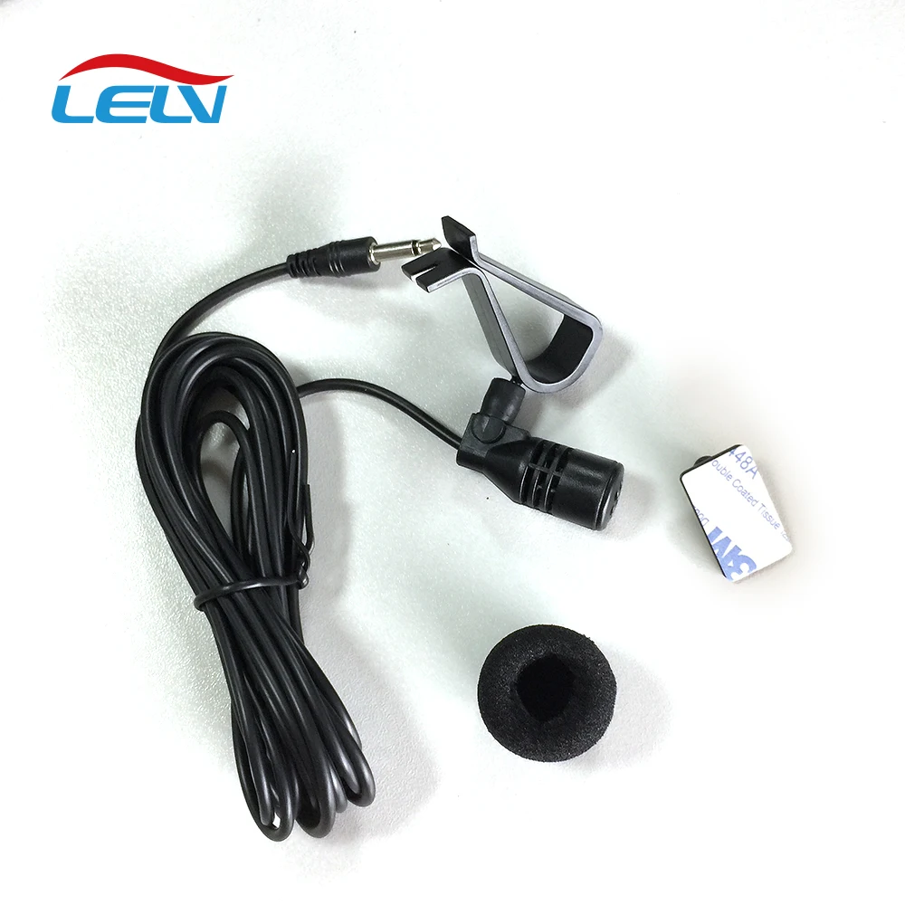 

LeLv 50Hz-20KHz 3.5mm External Microphone For Car Audio DVD Player GPS Stereo BT Enabled Mic Kits, Black