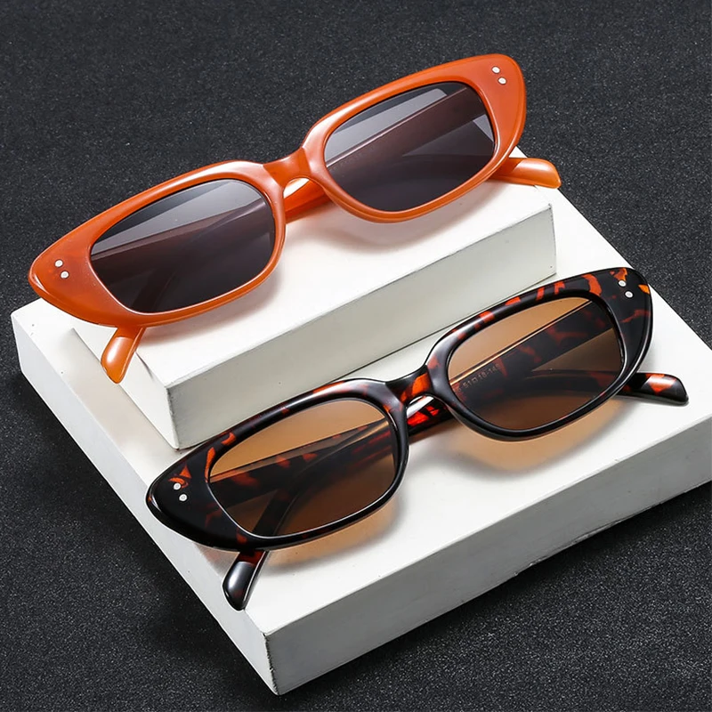 

New Vintage Ladies Sunglasses Orange Black Shades Small Frame Women Retro Sunglasses