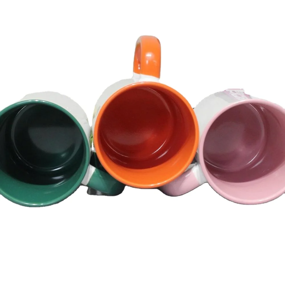 

Top Grade Wholesale 15oz Colourful Handle and Inner Sublimation Mug Ceramic Mugs With Logo Customize Blank