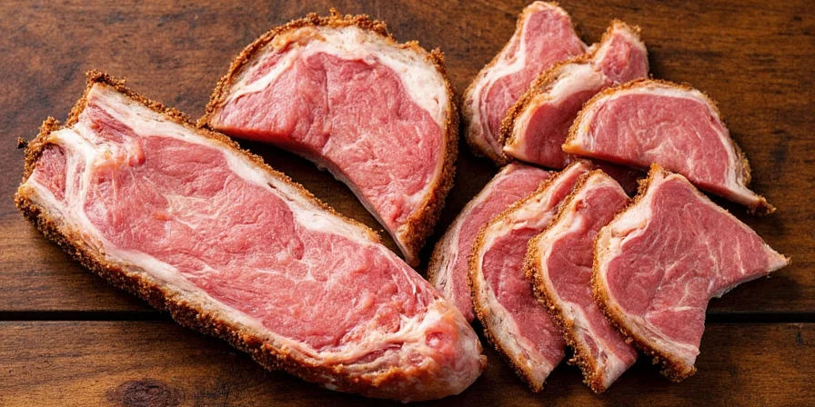 Sliced pork belly served on a plate