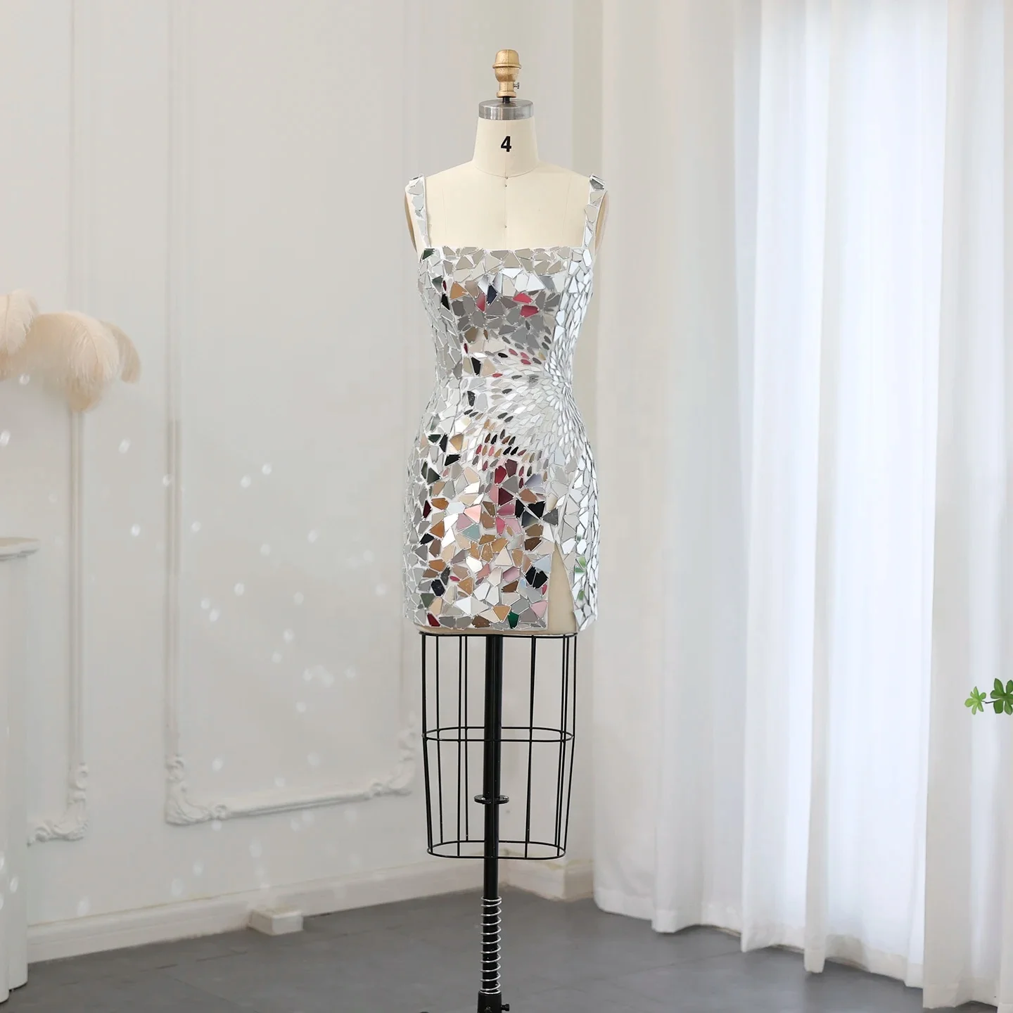 

Jancember SZ007 Sexy Silver Shiny Sleeveless Party Woemen's Formal Dresses