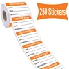 Visitor Pass Stickers Orange Fluorescent Visitor Identification Labels