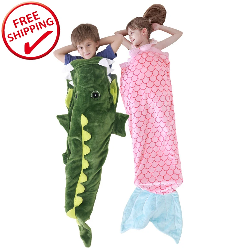 

Popular Dog Shark Unicorn Sleep Pillow Mermaids Nappers Plush Happy Sleeping Bag for Children Kids, Pink/yellow/purple/green