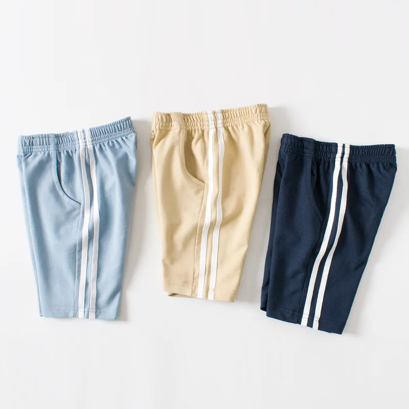 

2021 Fashion Hot Sale New Boys Shorts Pockets Solid Striped Design Short Grips Kids Cotton Baby Pockets Pants