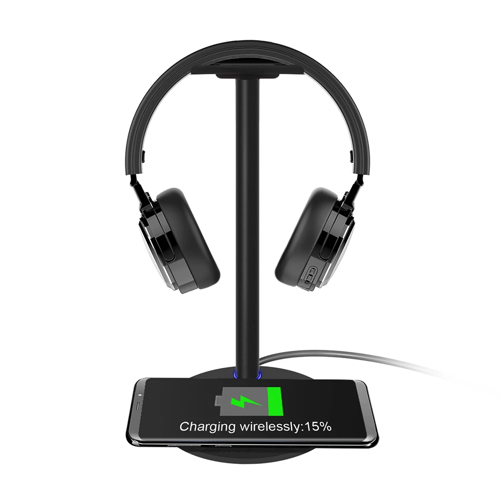 

New Bee NB-Z4 2-in-1 Function Headphone Stand/Holder With Wireless Fast Charging Pad for Smartphone