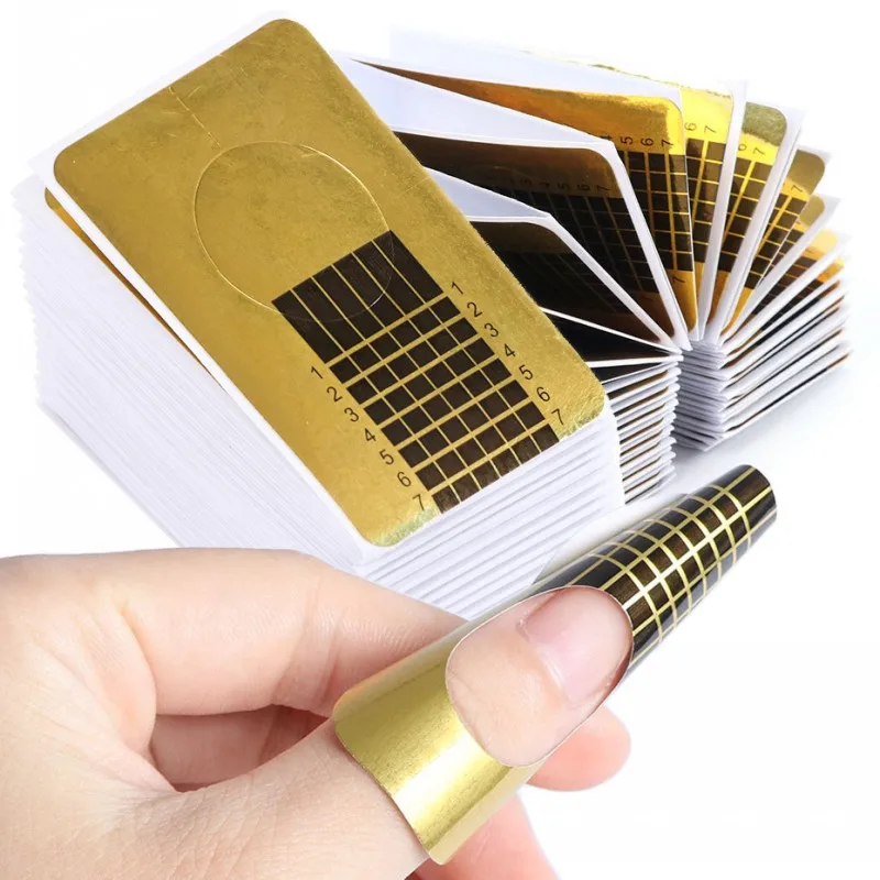 

100Pcs Nail art paper holder Soak Off UV Gel Quick Extension Nail Gel Gold Professional Nail Art Design Tools