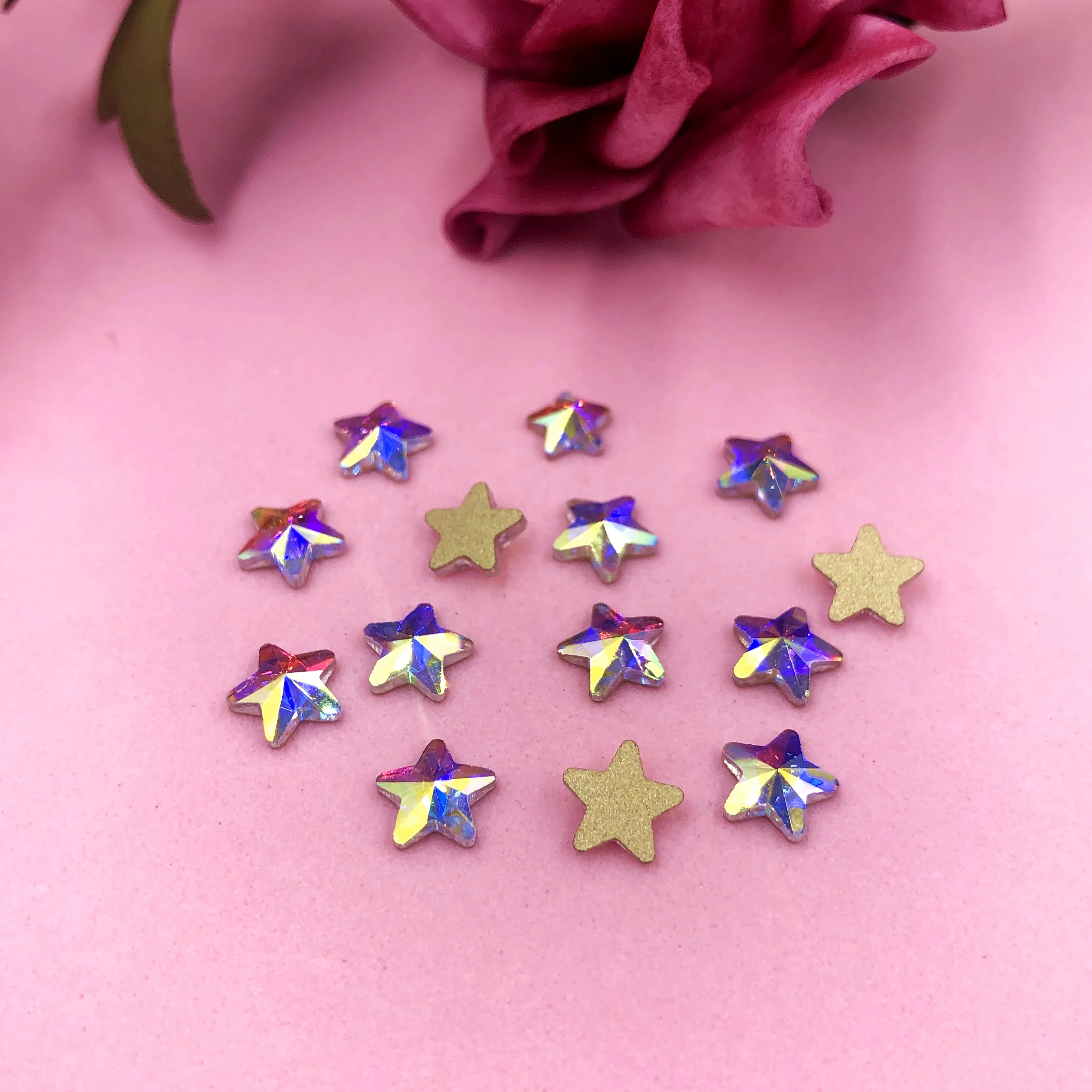 

C&Y Star Pentagonal Shape Golden Foiled Back Crystal Non Hotfix Rhinestone Stone For Nails