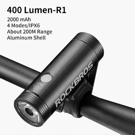 

ROCKBROS Bike Front Light Rainproof USB Rechargeable Bicycle Light 400LM Cycling Headlight LED 2000mAh Flashlight MTB Bike Lamp