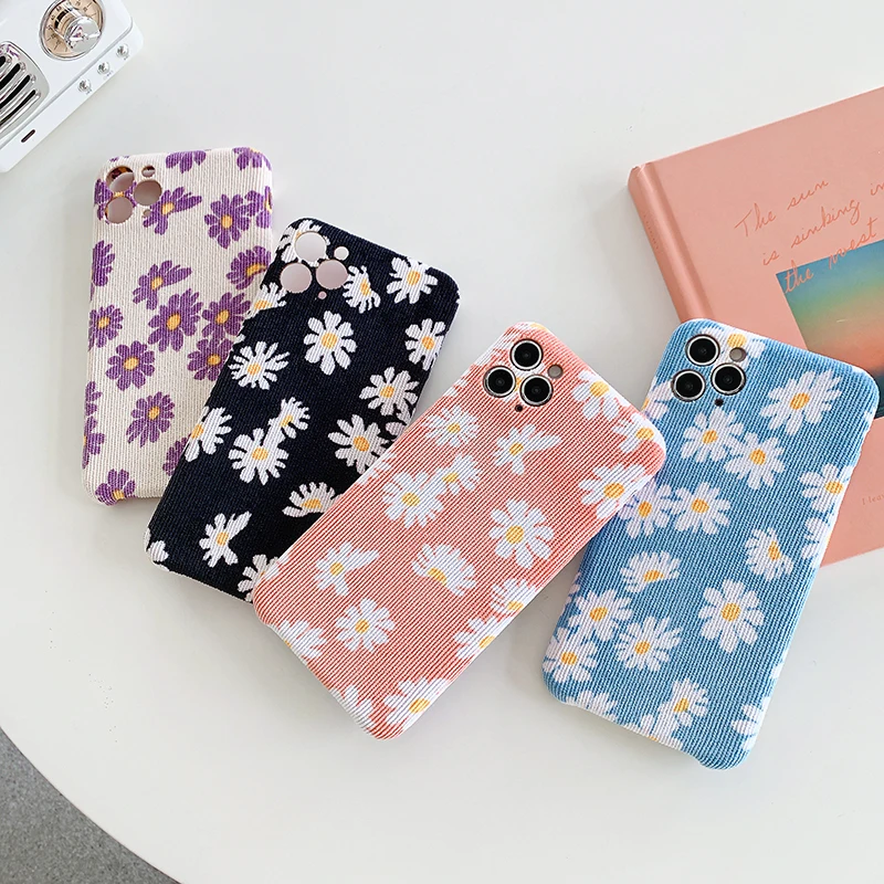 

2021 New Winter Colorful Corduroy Daisy PC Phone Case for All iPhone Models
