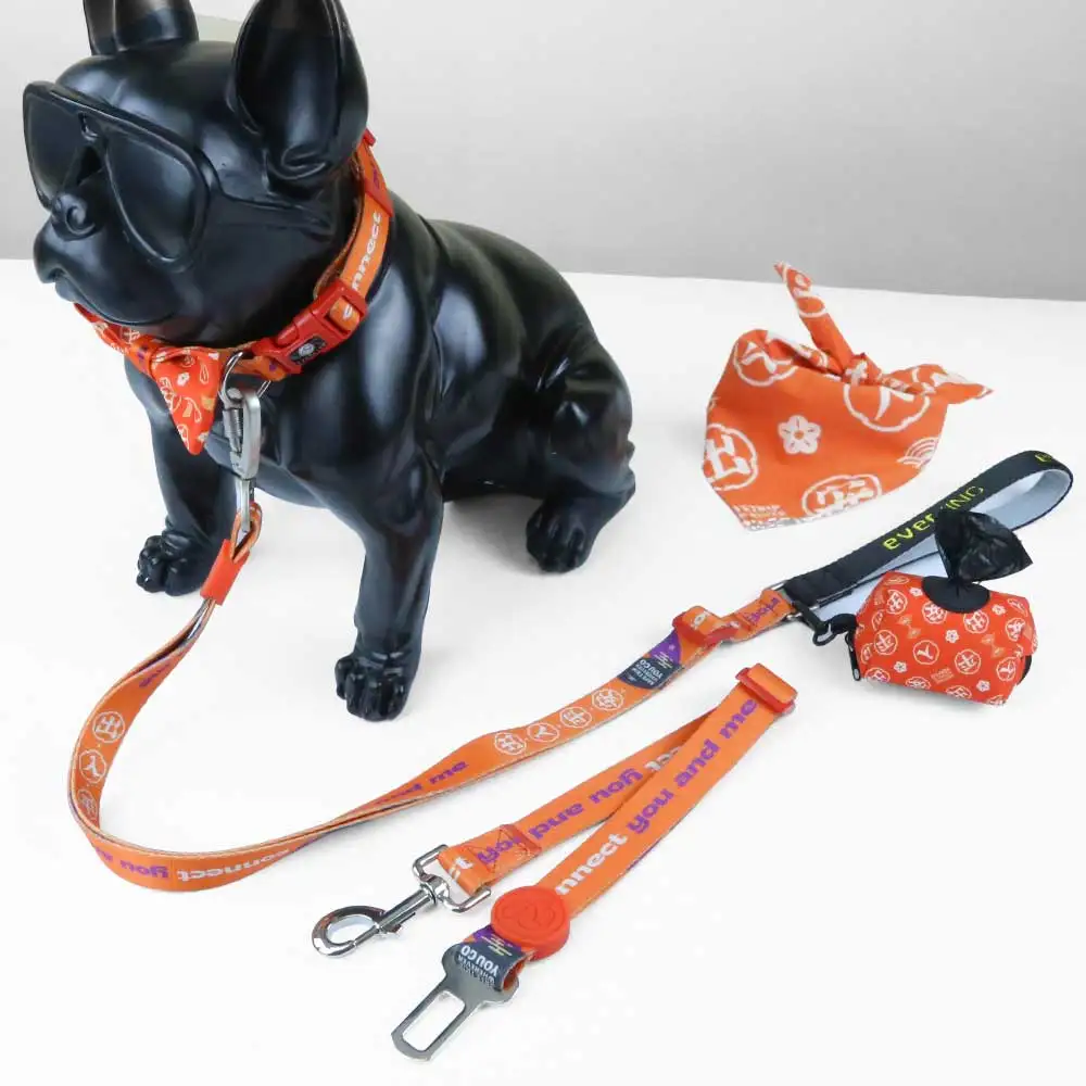 

Custom Pet Supplies Luxury Polyester Strap Adjustable Tactical Soft Pet No Pull Reversible Dog Leash Harness Collar Set, As design