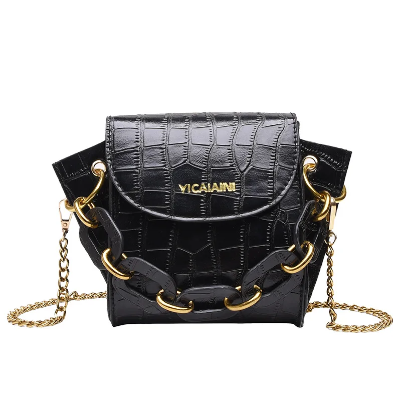 

New Products Girls Most Popular Casual Fashion Alligator Metal Chain Small Sling Women Shoulder Bag, Black/yellow/brown/wine red