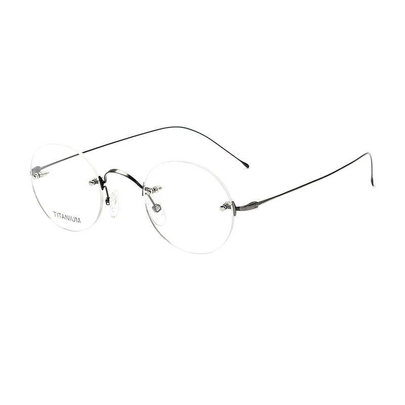 

Fashion Rimless Eyeglasses Frames Optical Round Pure Titanium Glasses Frame For Men