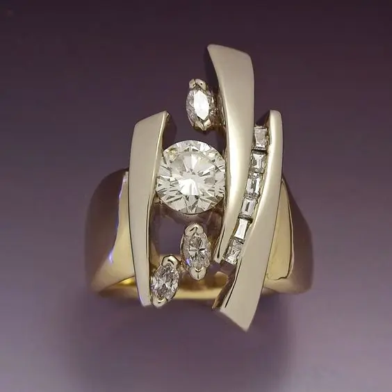 

2020 factory Wholesale New Fashion Design Geometry White Zircon ring for women, Silver color