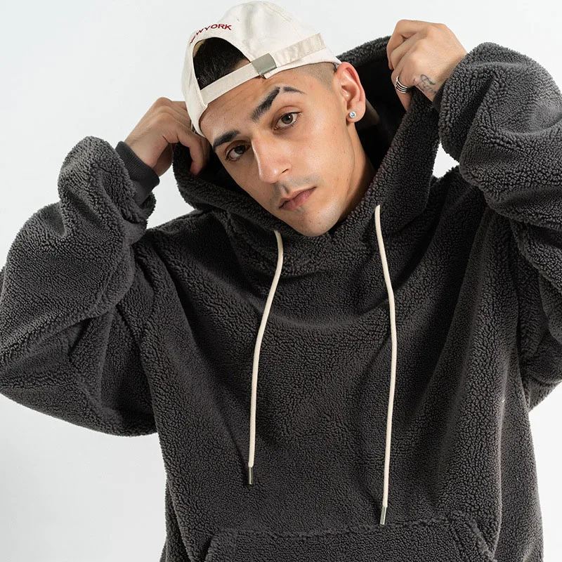 

800g Solid Color Fleece Hooded Men's Loose Sweater, 3 colors
