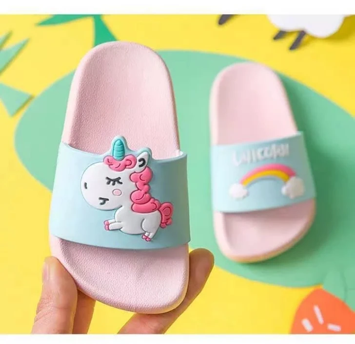 

Wholesale Slides Indoor Cartoon Cute Bedroom PVC Girls Summer Child Unicorn Kids Slippers, Pink purple blue light blue