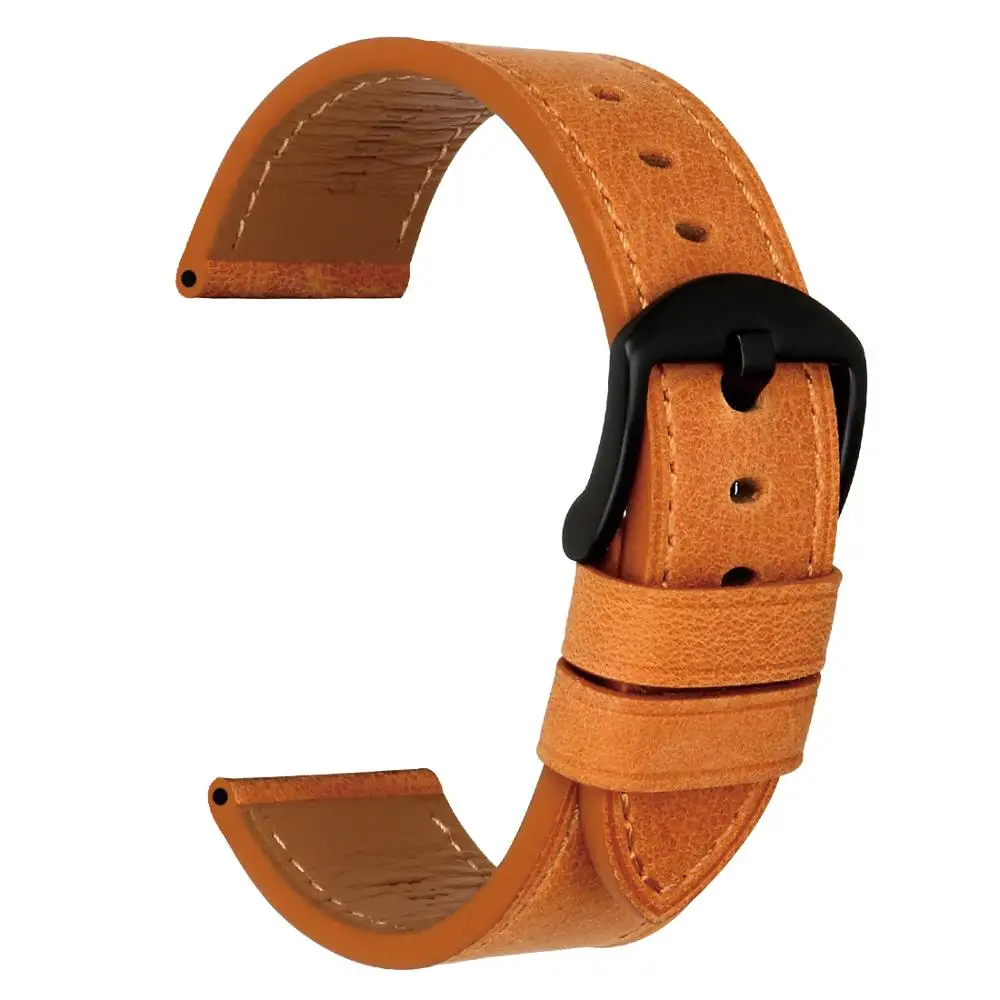 

MAIKES Super Quality Low MOQ Orange Watchband Bracelet Genuine Leather Watch Strap Band 22mm 24mm