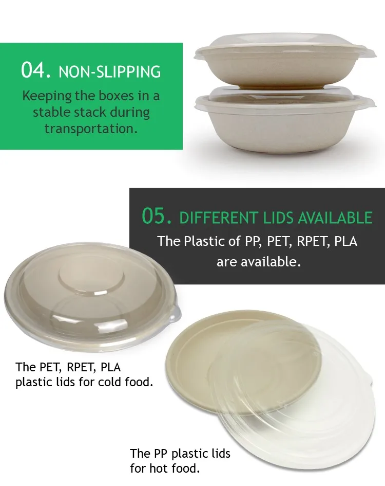 bagasse bamboo fiber salad bowl, biodegradable round bowl, biodegradable salad packaging, bagasse fiber food bowl, bagasse food container, round bamboo fiber bowl, takeout biodegradable bowl, paper to go food container, round food bowl disposable biodegradable, biodegradable disposable, disposable compostable