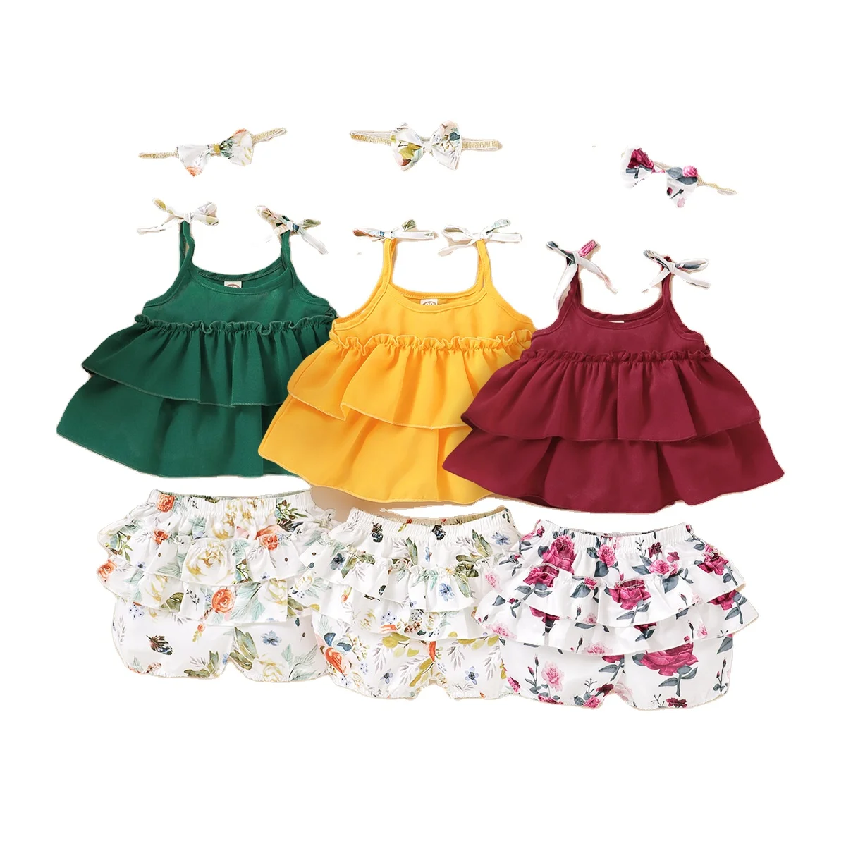 

rts INS European and American infants and children ruffle sling three-piece set kids clothing for  child